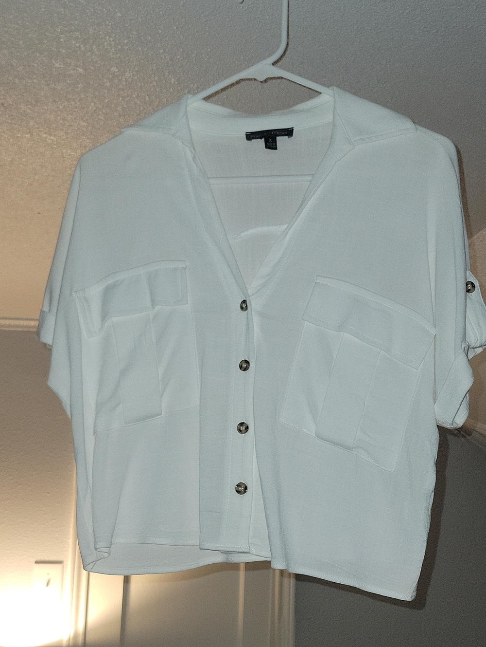 Relaxed White Button-Front Women's Top